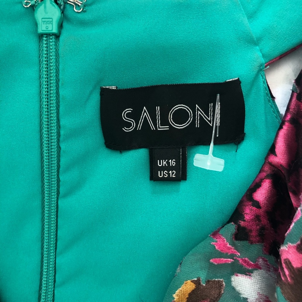 SALONI Floral Midi Dress in Fuchsia, Teal and Black - Picture 7 of 8